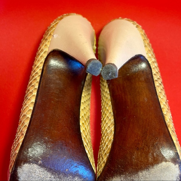 Vtg cream Leather and snake skin Pumps US Size 6.5 - Picture 5 of 6